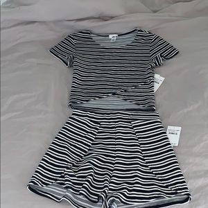 Abound navy evening 2 piece crop top and shorts